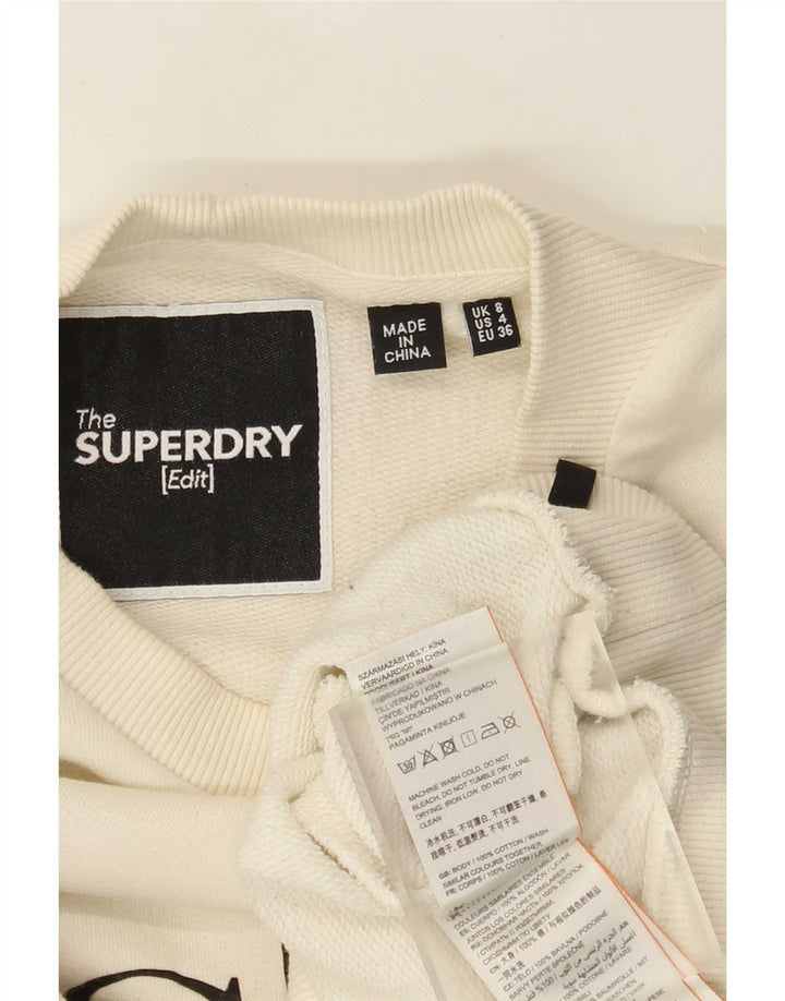 Superdry Sweat-shirt court surdimensionné pour femme UK 8 Small Blanc cassé