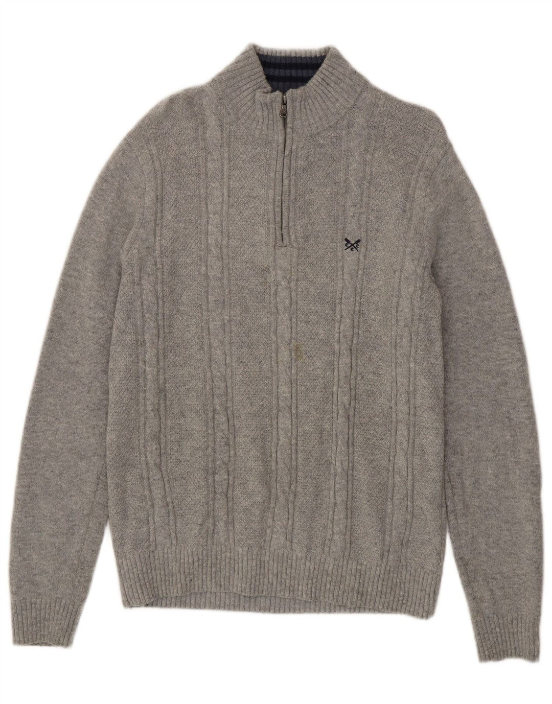 Crew Clothing Pull à col zippé pour homme en laine d'agneau gris Taille L