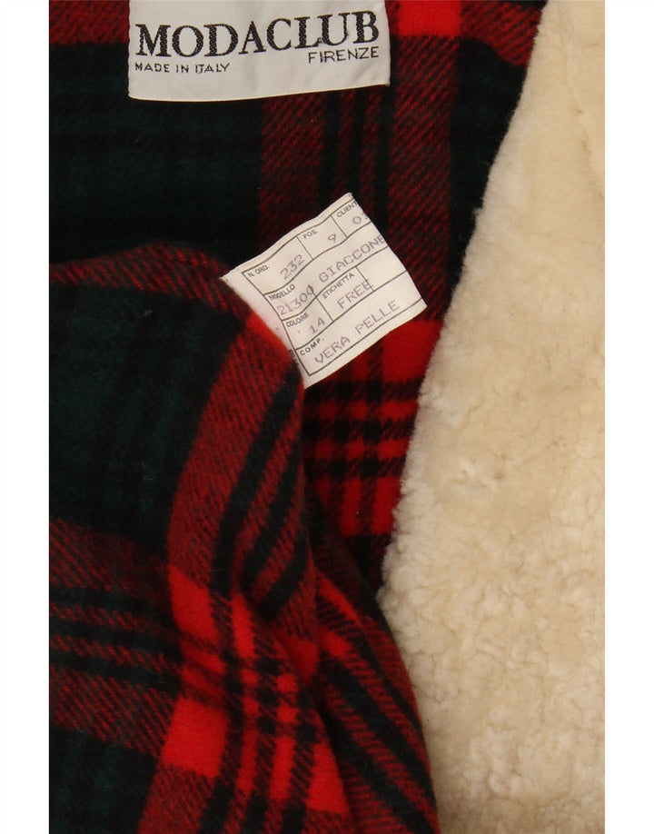 VINTAGE Veste ample pour homme IT 46 Petit cuir color block marron