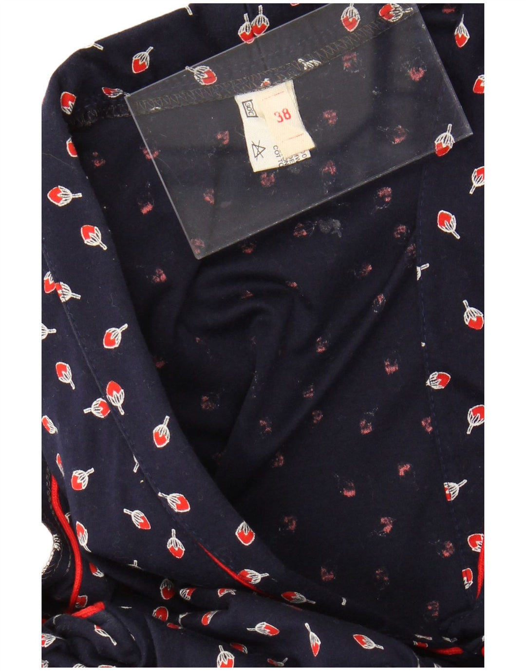 VINTAGE Robe Maxi sans Manches Femme IT 38 XS Bleu Marine Coton Floral