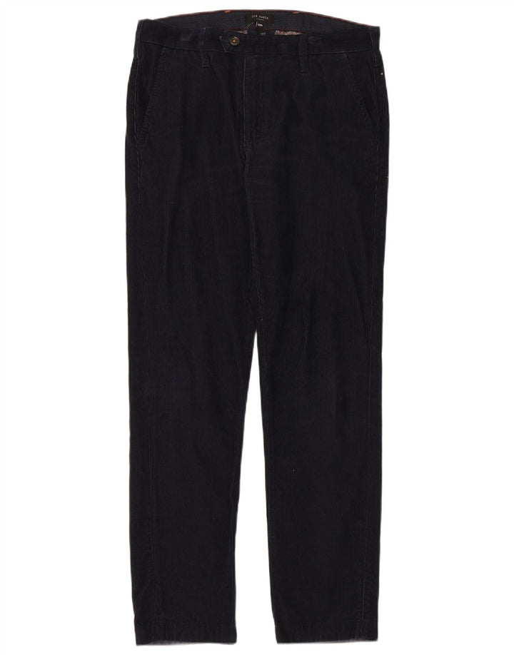 Ted Baker Pantalon Slim En Velours Côtelé Femme W32 L31 Bleu Marine