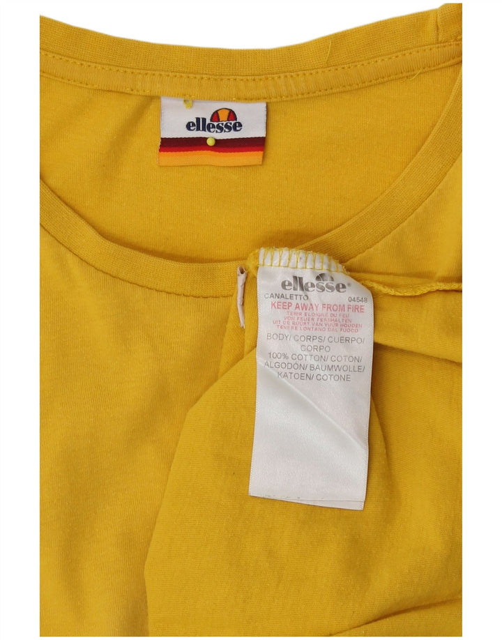 Ellesse T-Shirt Top Jaune Moyen Coton Homme