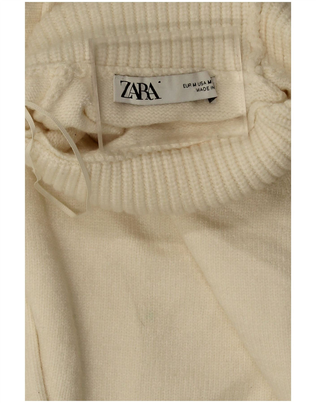Zara Pull court surdimensionné à col roulé pour femme UK 14 Medium Off White