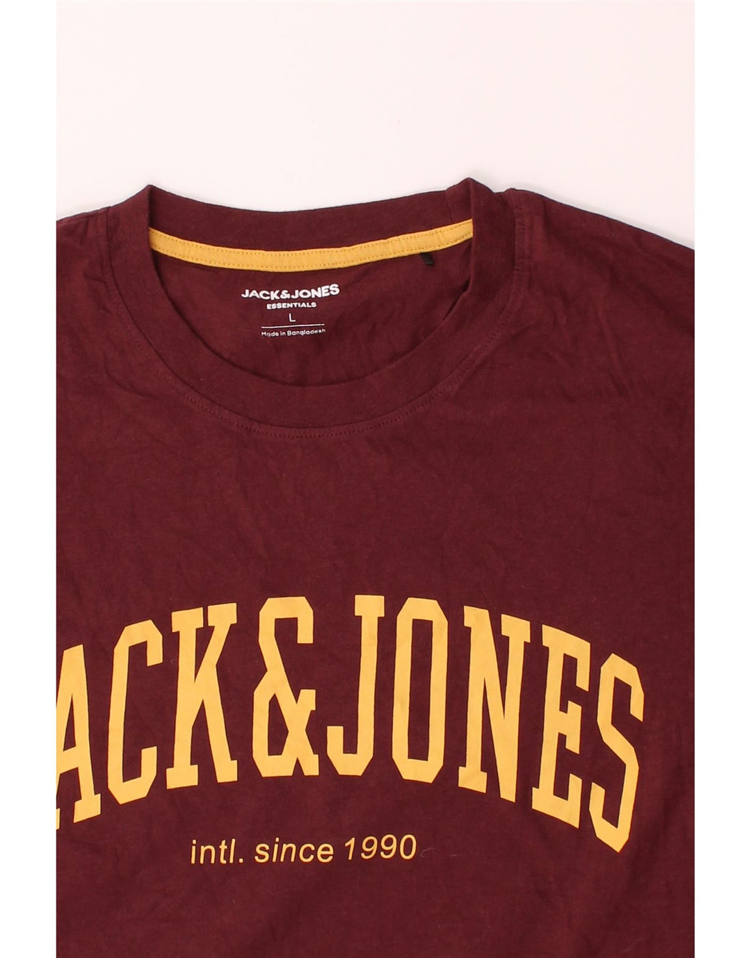 JACK & JONES Mens Graphic T-Shirt Top Large Maroon Cotton Vintage Jack & Jones and Second-Hand Jack & Jones from Messina Hembry 