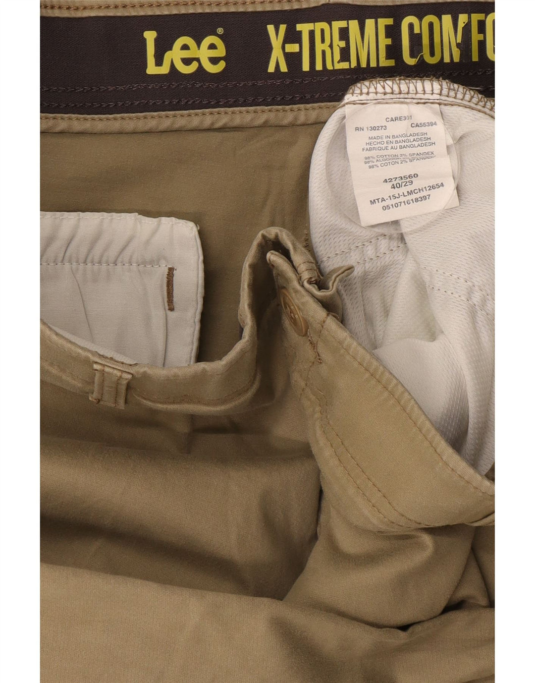LEE Pantalon Chino Droit X-treme Comfort Homme W40 L29 Beige Coton