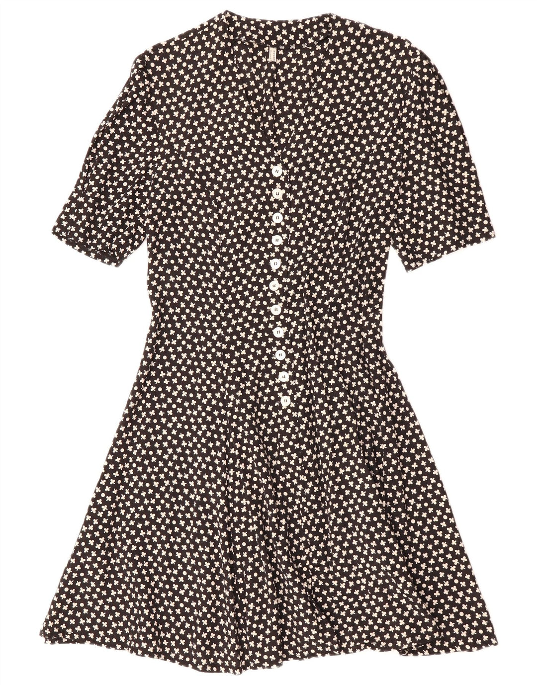 VINTAGE Robe trapèze pour femme IT 42 Medium Black Floral