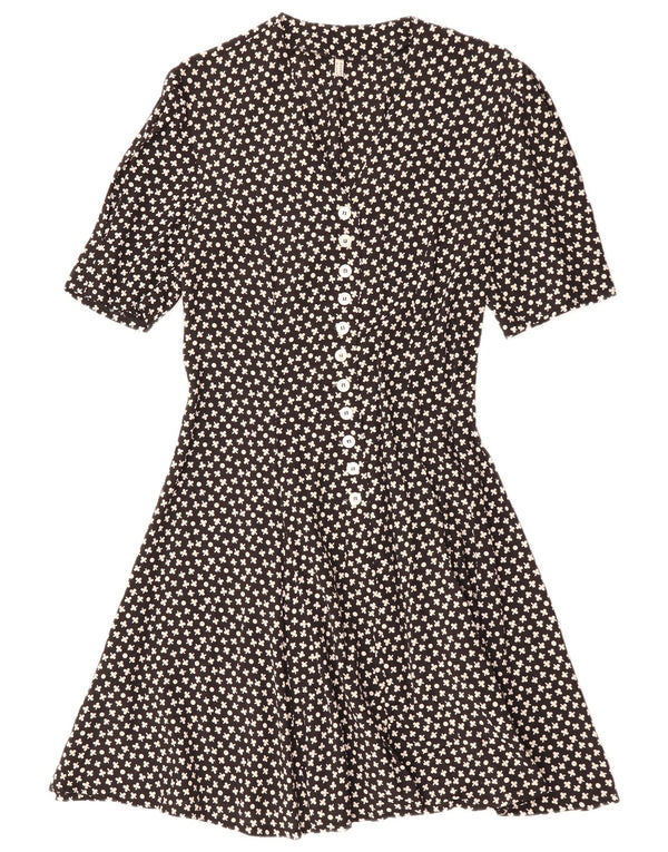 VINTAGE Robe trapèze pour femme IT 42 Medium Black Floral