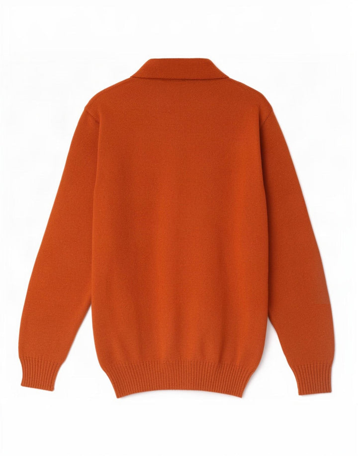 vintage Mens Polo Neck Jumper Pull IT 50 Medium Brown Rayé
