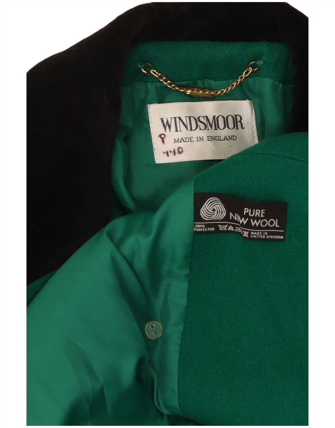 WINDSMOOR Manteau croisé femme UK 10 Petite laine verte