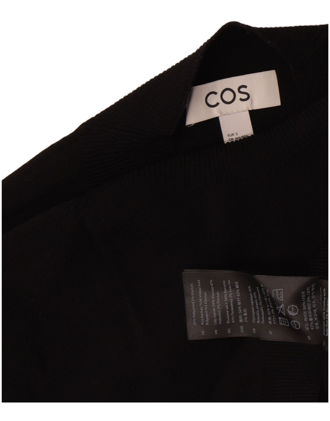 Cos Pull court à col roulé pour femme UK 10 Petit Noir Polyamide