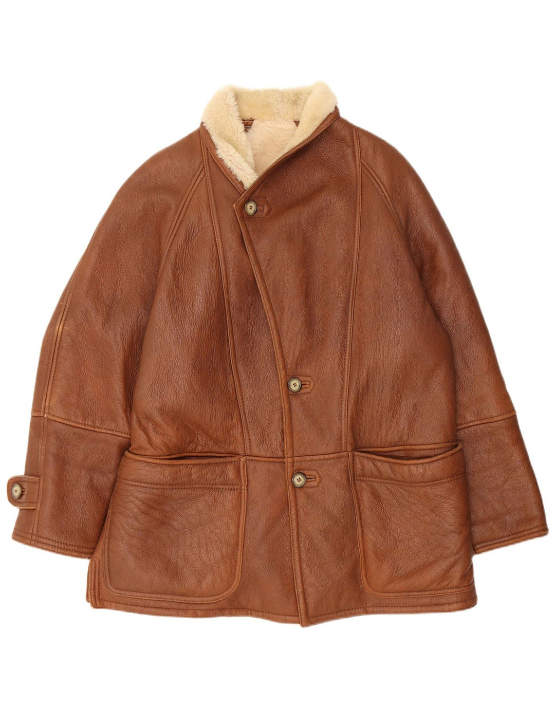 veste en peau de mouton homme vintage IT 52 XL peau de mouton marron