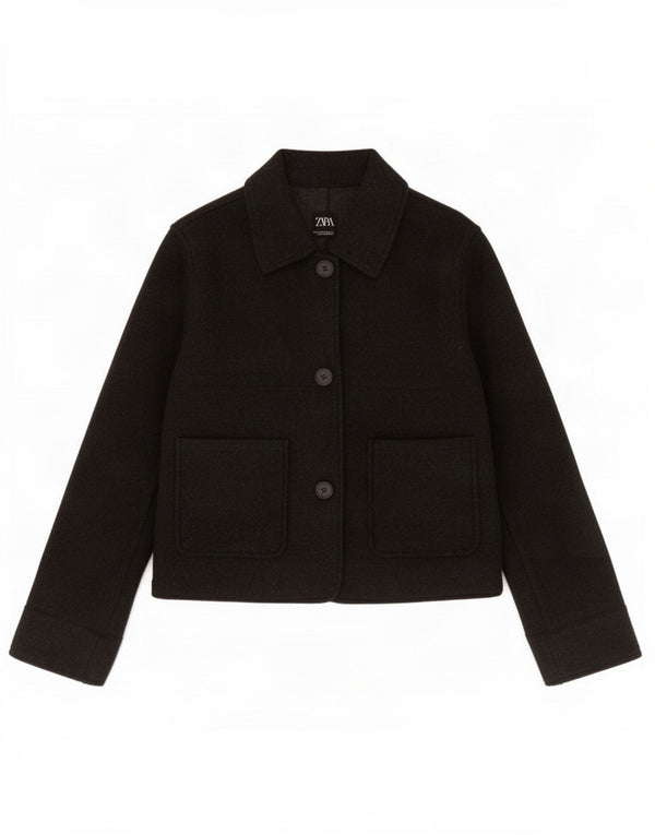 Zara Veste Blazer 3 Boutons Femme UK 6 XS Gris Polyester