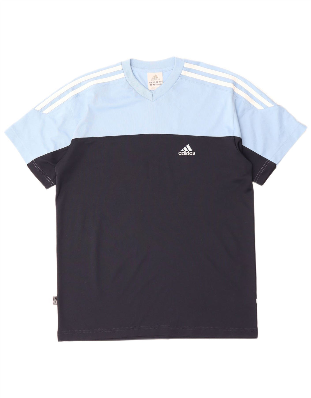 ADIDAS T-Shirt Homme UK 34/36 Petit Bleu Colorblock Coton