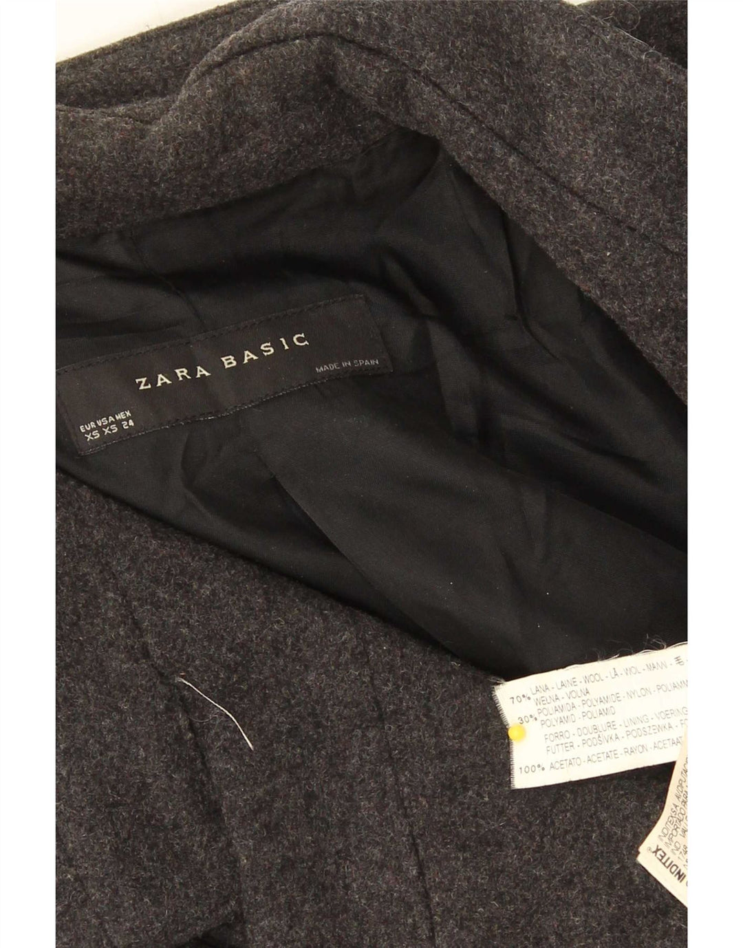 Zara Femme Caban UK 6 XS Laine Noire