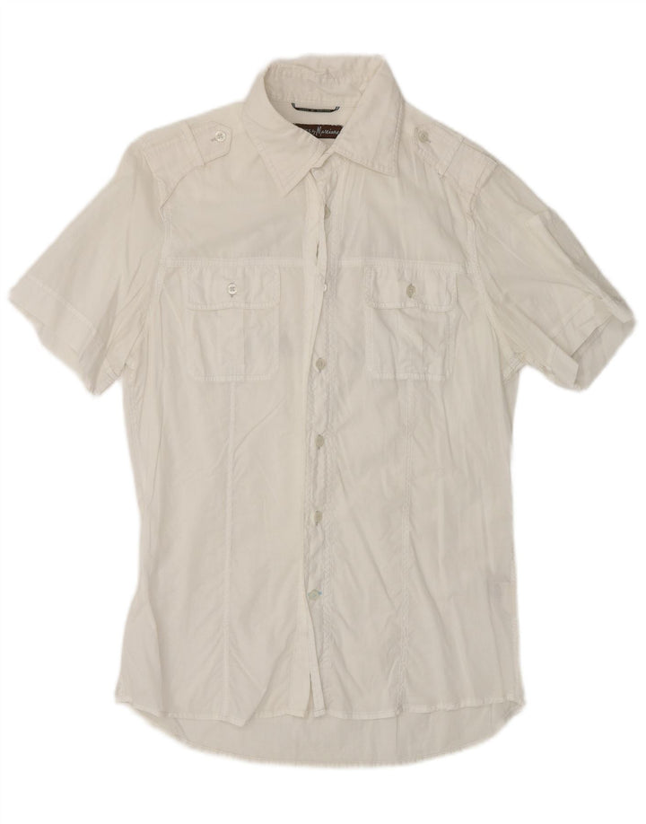 GUESS Chemise graphique à manches courtes pour hommes Petit coton blanc