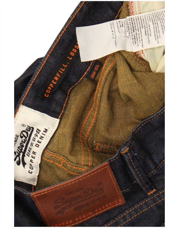 Superdry Homme Copperfill Loose Slim Jean W28 L32 Bleu Marine Coton