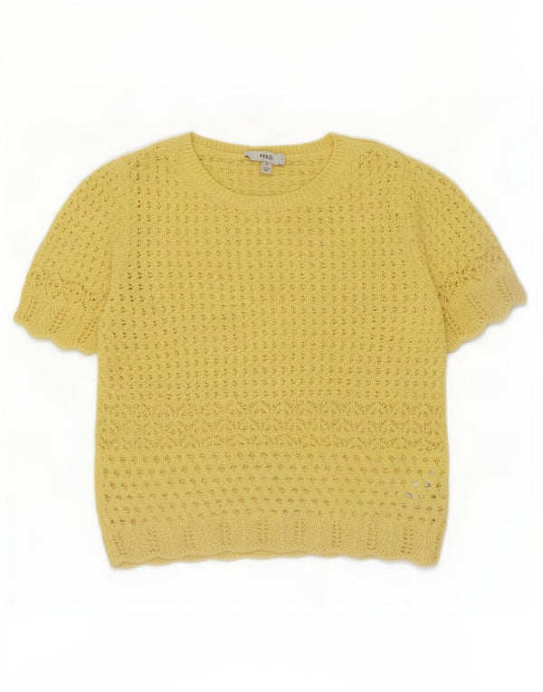Marks & Spencer Haut chemisier au crochet pour femme UK 12 Polyester jaune moyen