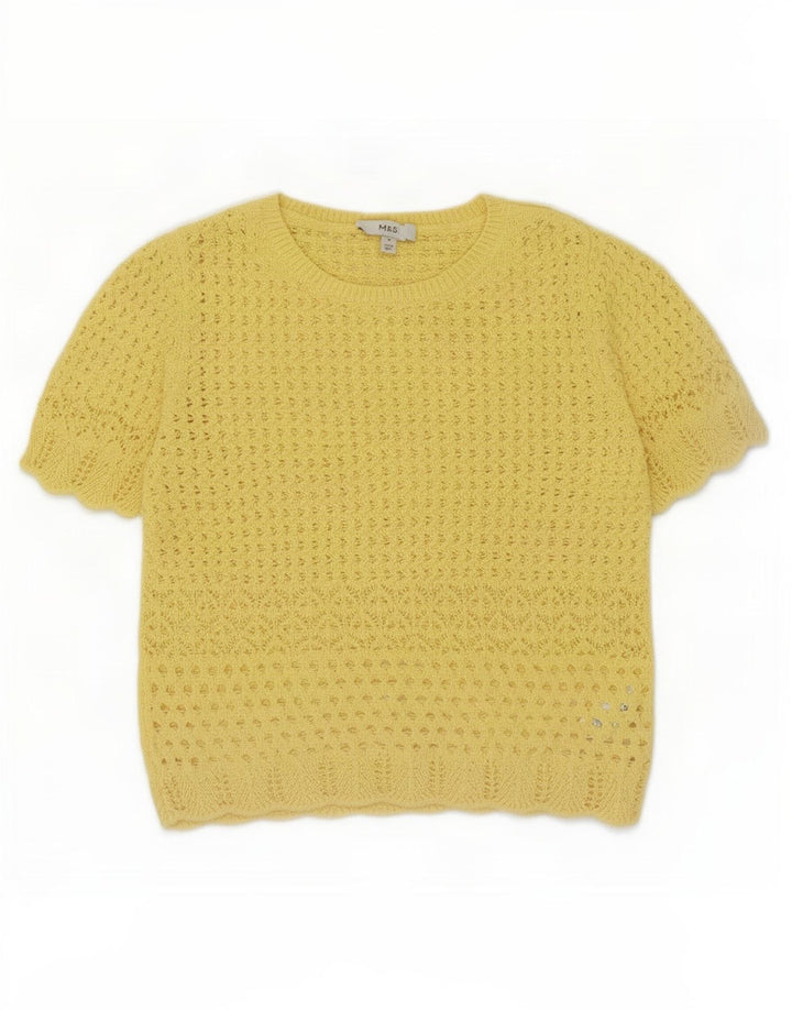 Marks & Spencer Haut chemisier au crochet pour femme UK 12 Polyester jaune moyen