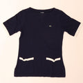 Lacoste T-Shirt Femme Top Taille 39 Bleu Marine Moyen Colourblock Coton