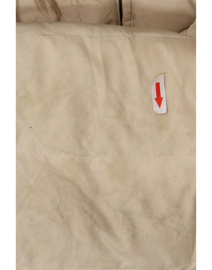 Zara Manteau rembourré pour femme UK 14 Large Polyester Blanc Cassé