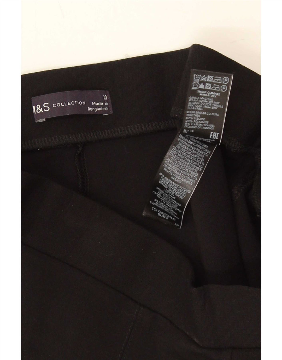 Marks & Spencer Leggings pour femme UK 10 Small Noir Viscose