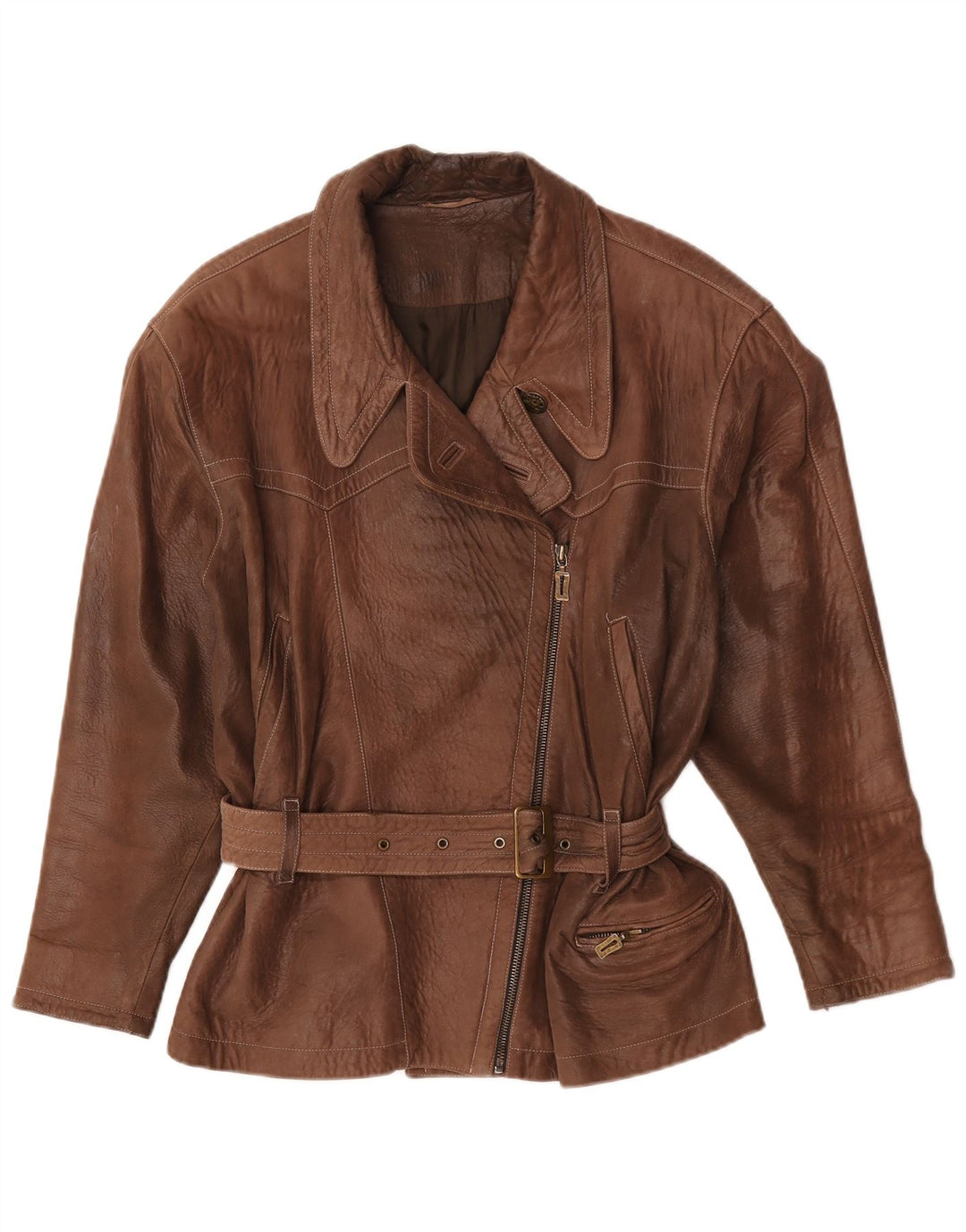 Maze Veste en cuir surdimensionnée pour femme EU 38 Cuir marron moyen