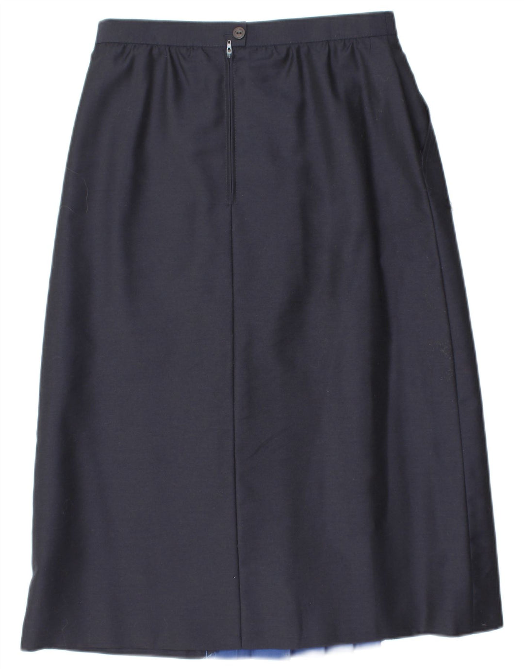 VINTAGE Femme Taille Haute Jupe A-Line EU 38 Moyen W28 Bleu Marine