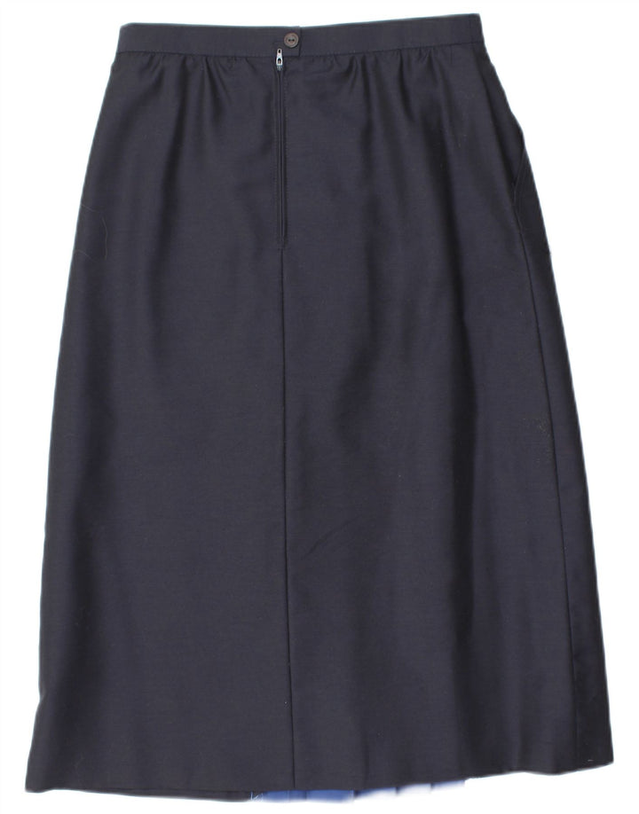 VINTAGE Femme Taille Haute Jupe A-Line EU 38 Moyen W28 Bleu Marine