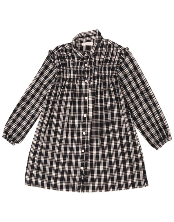 Zara Robe chemise à manches longues pour fille 11-12 ans en coton à carreaux noir