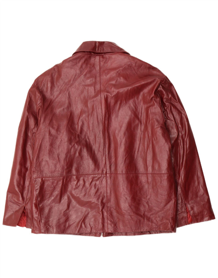VINTAGE Veste en cuir femme UK 18 XL Bordeaux