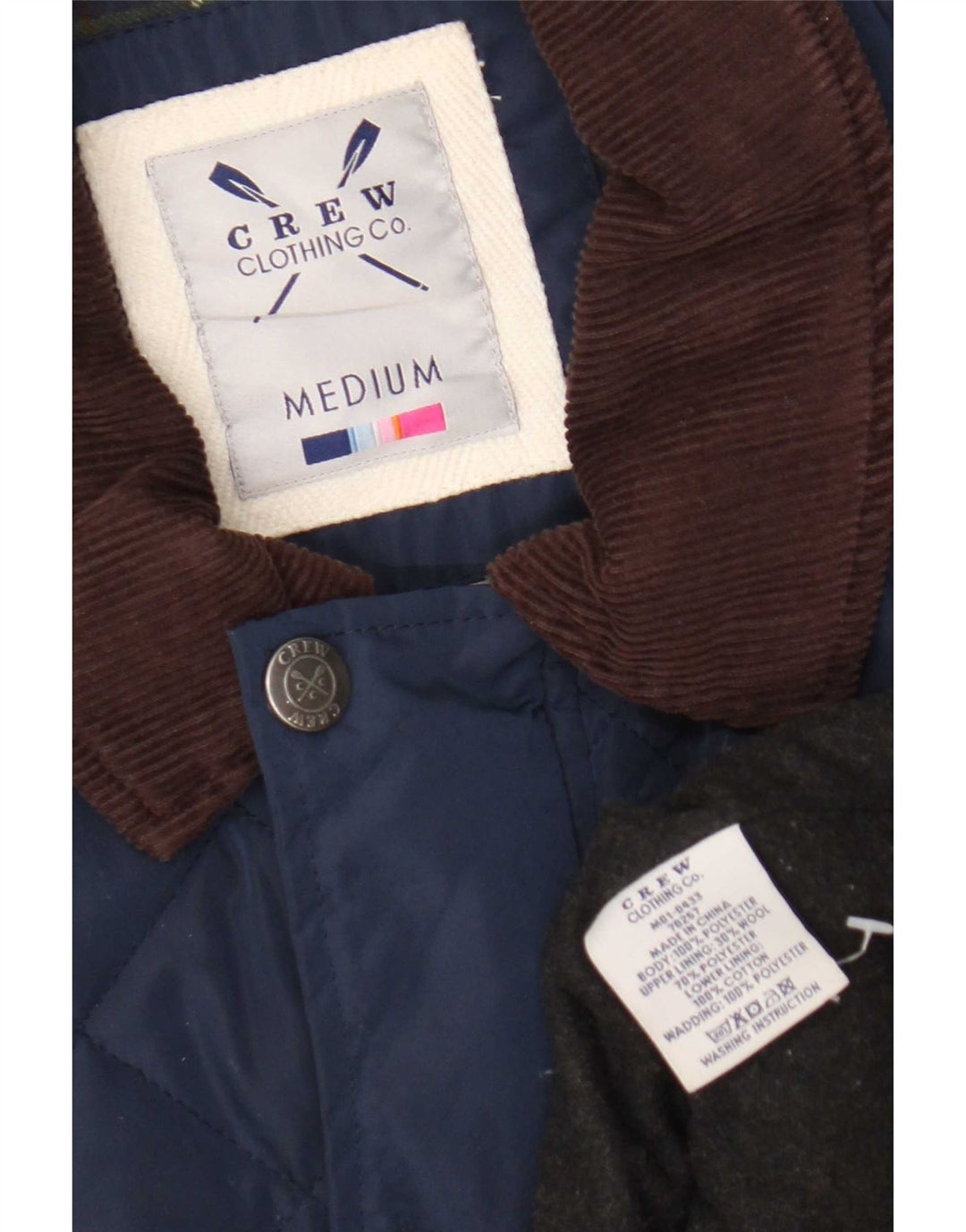 Crew Clothing Veste matelassée pour homme UK 38 Bleu marine moyen Colourblock