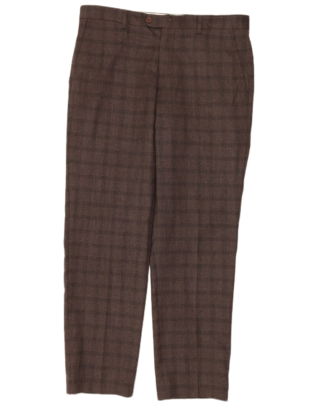 MARKS & SPENCER Pantalon de Costume Coupe Ajustée pour Homme W34 L31 Marron à Carreaux