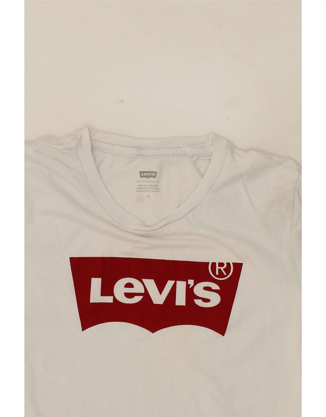 LEVI'S Womens Graphic T-Shirt Top UK 12 Medium White Cotton Vintage Levi's and Second-Hand Levi's from Messina Hembry 