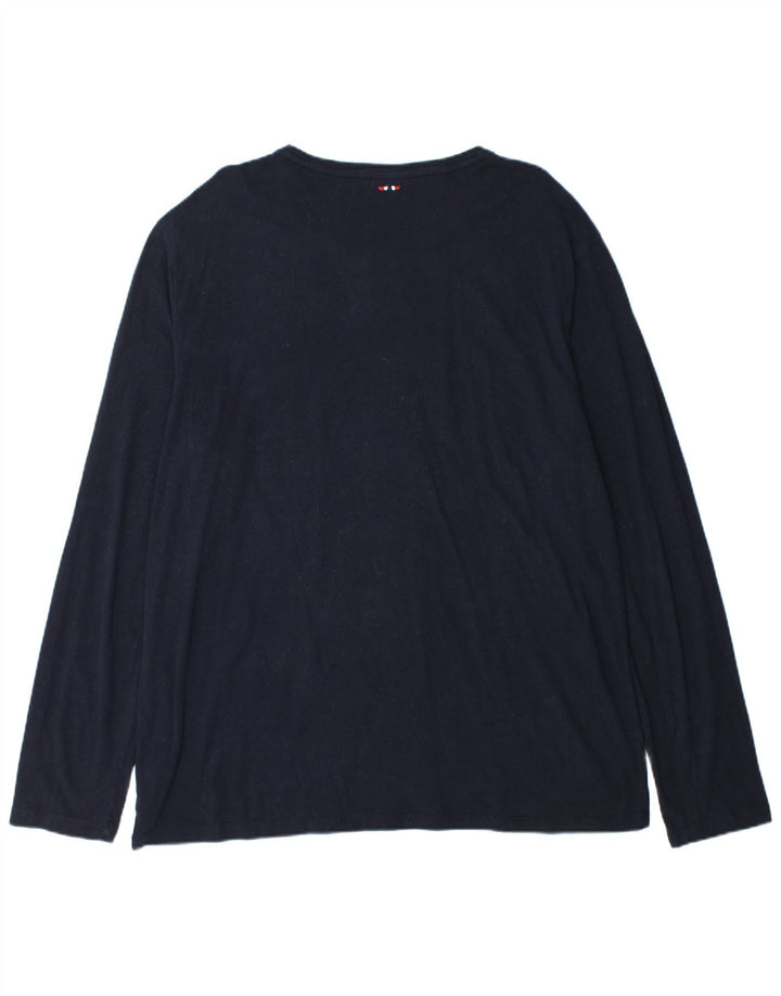 NAPAPIJRI T-shirt graphique géographique pour homme à manches longues 3XL en coton bleu marine