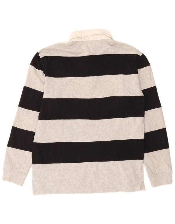 Champion Polo de Rugby à Manches Longues Homme en Coton Rayé Gris Moyen