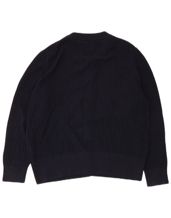Gant Cardigan Femme Pull UK 18 XL Bleu Marine Coton