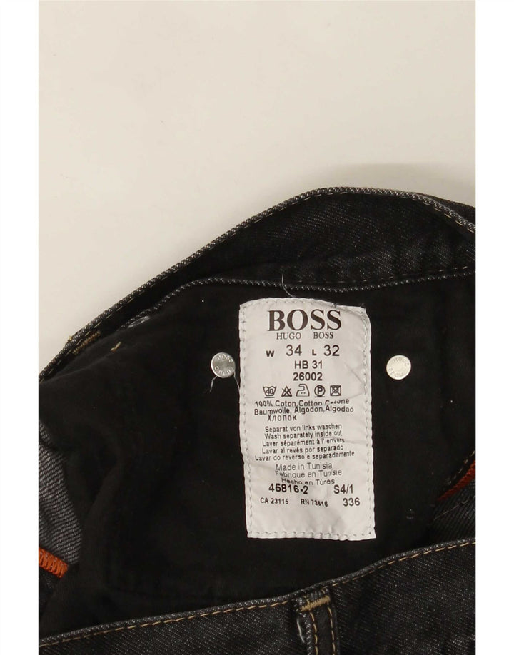 HUGO BOSS Jean Bootcut Homme W34 L32 Noir Coton