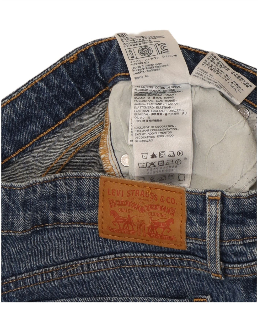 Levi's Short en Jean 712 Slim Femme W26 Petit Bleu Coton