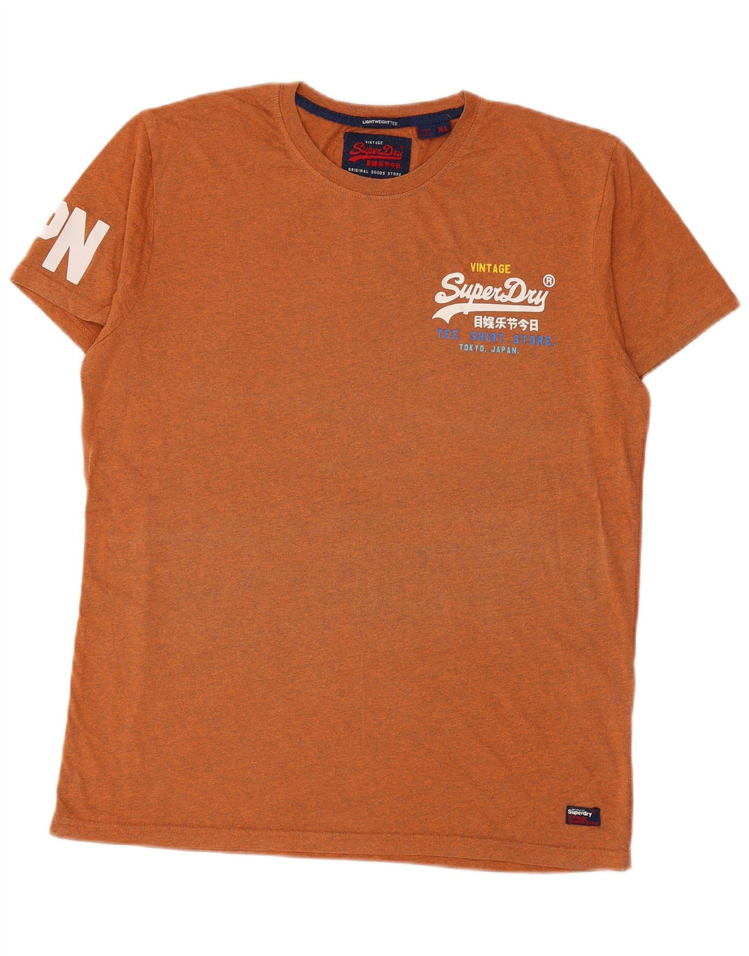SUPERDRY Homme T-Shirt Graphique Top XL Orange Moucheté Coton