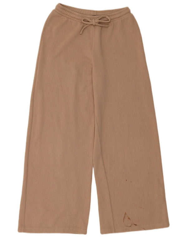 Zara Pantalon de survêtement large pour femme UK 12 Coton beige moyen