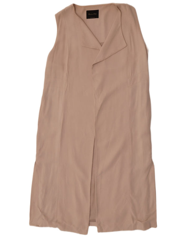 Massimo Dutti Veste blazer longue sans manches pour femme UK 14 Beige moyen