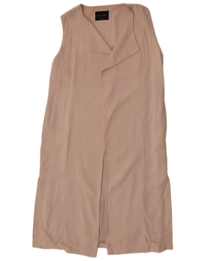 Massimo Dutti Veste blazer longue sans manches pour femme UK 14 Beige moyen
