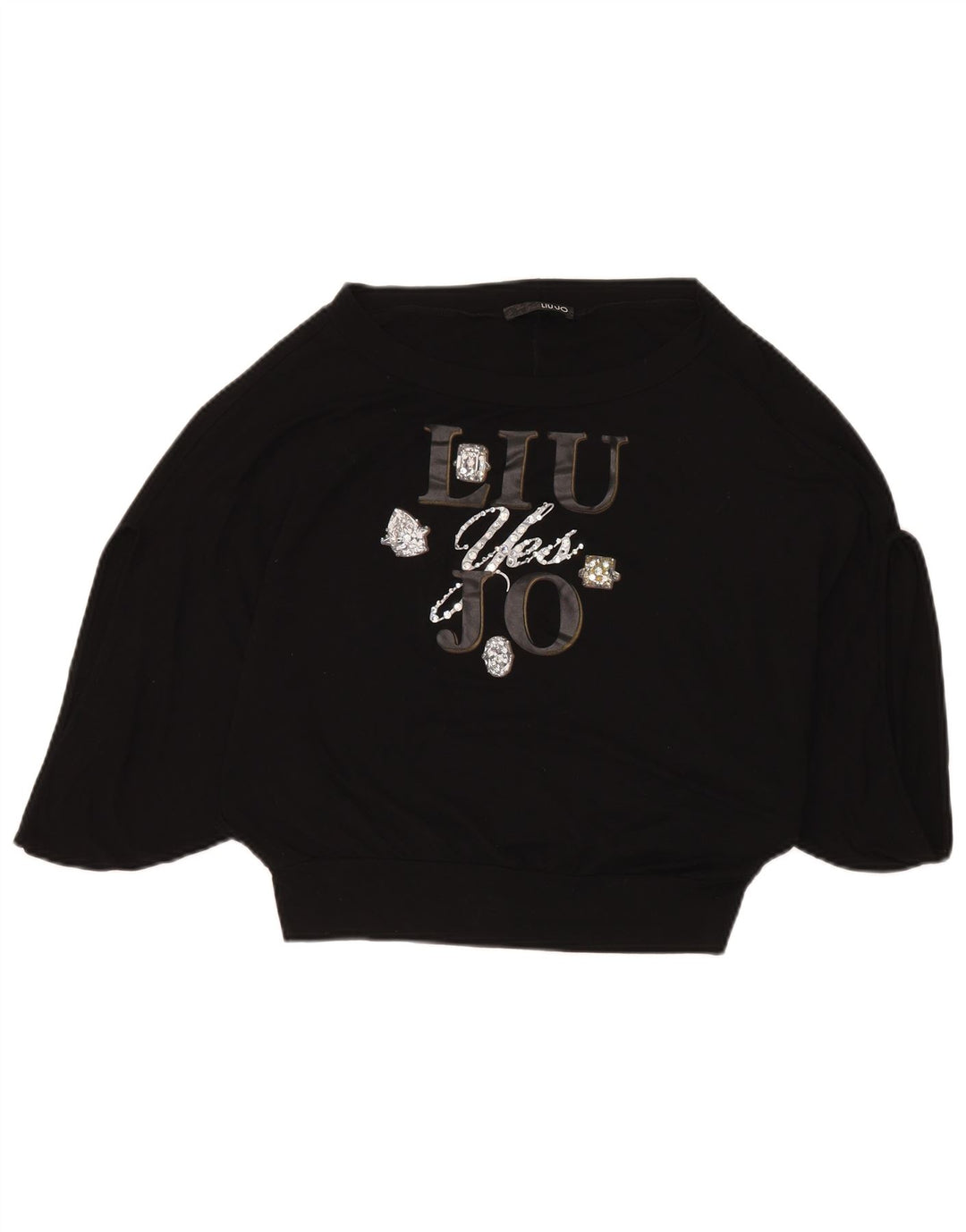 Liu Jo Haut graphique Batwing pour femme à manches 3/4 IT 40 Small Noir Viscose