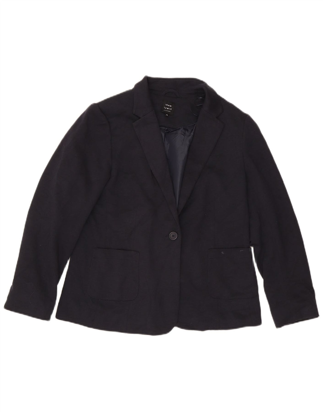 John Lewis Veste blazer à 1 bouton pour femme UK 14 Bleu marine moyen Polyester