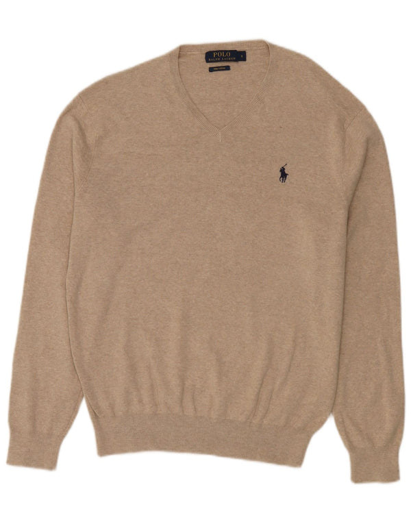 Polo Ralph Lauren Pull col V pour homme Petit coton beige