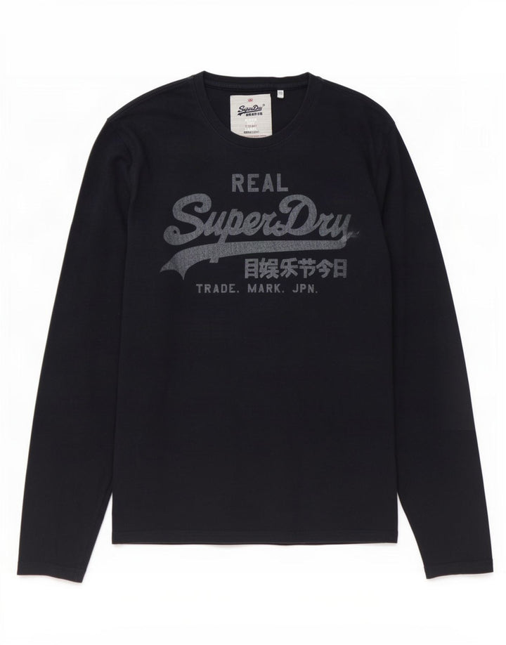 Superdry Haut Graphique à Manches Longues pour Homme en Coton Bleu Marine Large