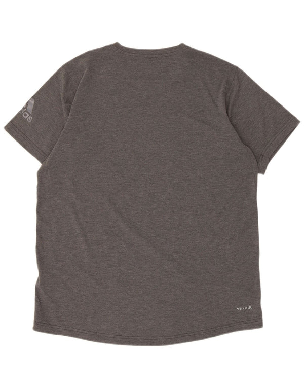 Adidas Hommes Climalite Graphic T-Shirt Top Large Gris Polyester