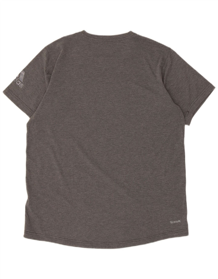Adidas Hommes Climalite Graphic T-Shirt Top Large Gris Polyester