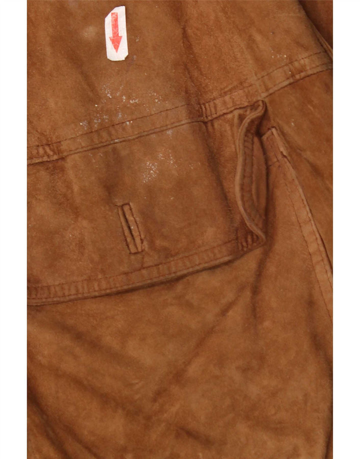 vintage Mens Suede Bomber Jacket UK 42 XL Cuir Marron