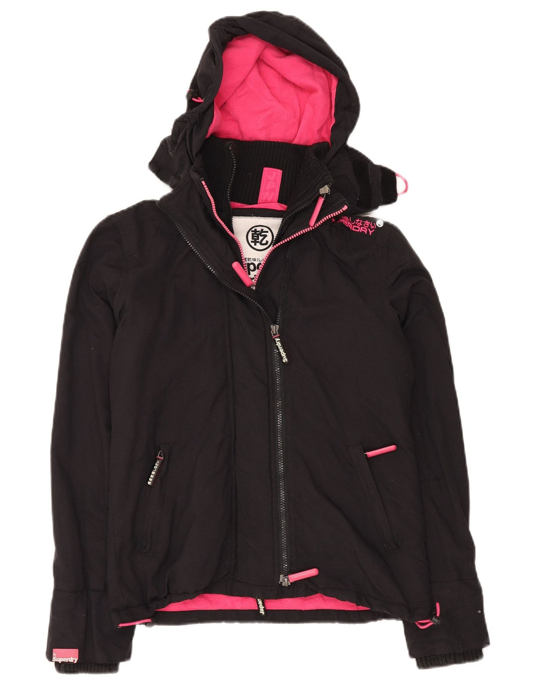 SUPERDRY Veste coupe-vent surdimensionnée à capuche pour femme UK 6 XS Noir